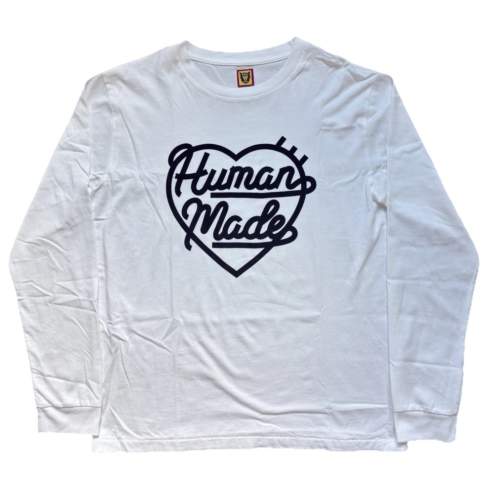 HUMAN MADE Heart Logo Long Sleeve T-shirt White Mens Size Medium Made In JAPAN